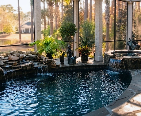 14 Laurel Springs, Bluffton — an indoor pool and spa under a screened roof